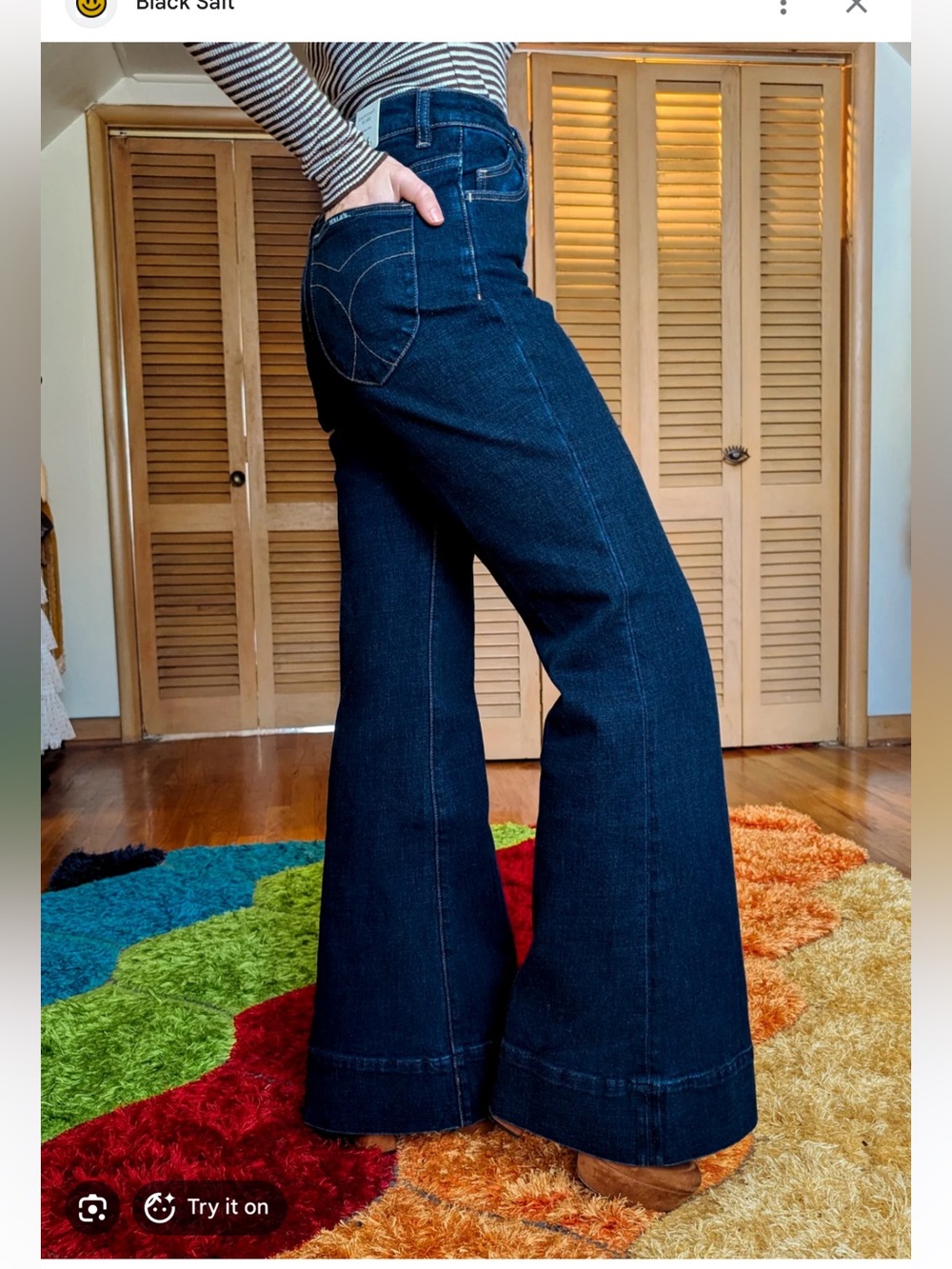 ROLLA'S Dark Blue east coast flare High-Rise Wide Leg Jeans - Picture 2 of 8